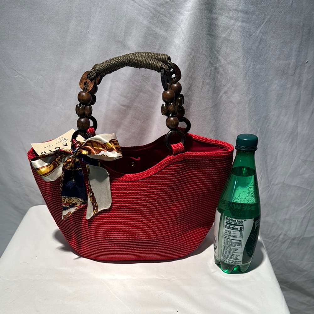 Magid Red Textured Tote with Chain Handles - Picture 2 of 11